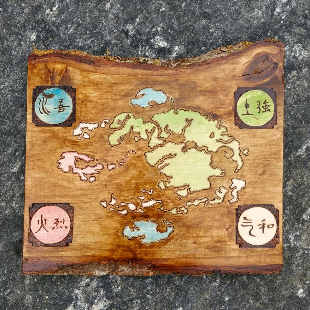 Avatar the last Airbender world map wood wall art